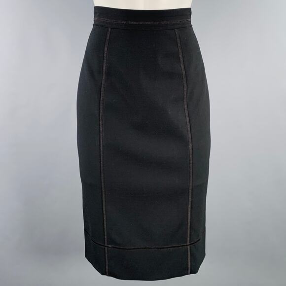 DOLCE & GABBANA Size 4 Black Virgin Wool Blend Reverse Seams Skirt